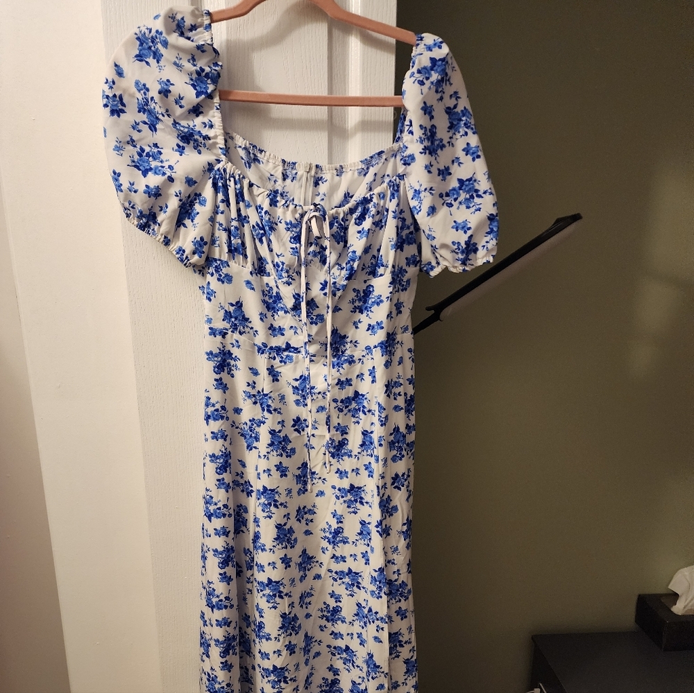 Floral Blue and White Women's Dress